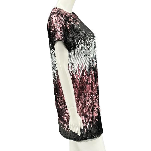 Aidan Mattox Dress Womens 4 Black Wine Sequins Shift Mini Swiftie Cocktail Party - Picture 3 of 10